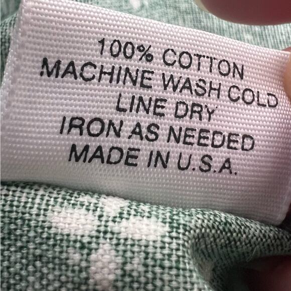 Longaberger Green Heritage 1990s Laundry Basket Liner Green & White - Picture 6 of 10